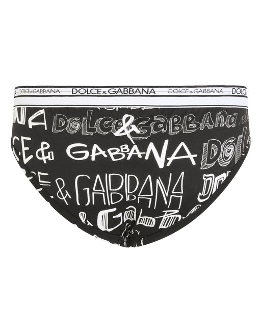 TWO-WAY STRETCH COTTON MID-RISE BRIEFS WITH LOGO PRINT