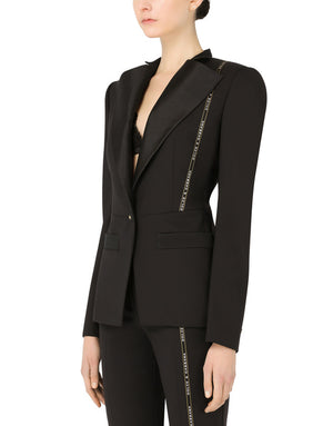 SINGLE-BREASTED WOOLEN JACKET WITH BRANDED SELVEDGE