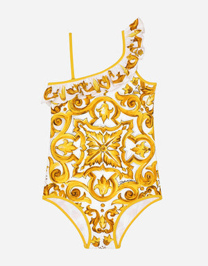 ONE-PIECE SWIMSUIT WITH YELLOW MAJOLICA PRINT