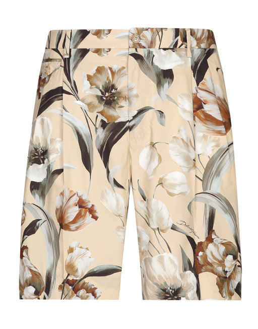 FLORAL-PRINT SILK VANITY SHORTS