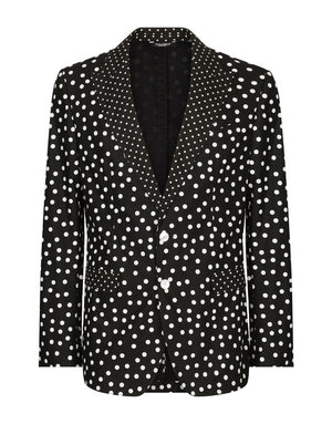 COTTON TAORMINA-FIT SUIT WITH POLKA-DOT PRINT