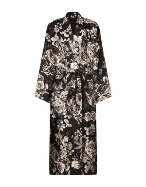FLORAL-PRINT SILK TWILL ROBE