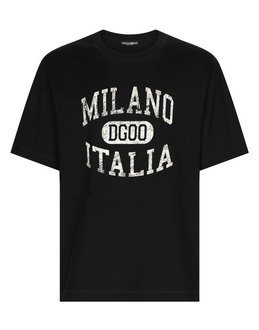 COTTON T-SHIRT WITH DG LOGO PRINT