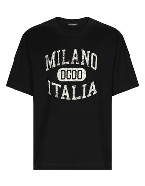 COTTON T-SHIRT WITH DG LOGO PRINT