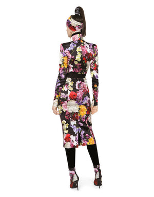 SATIN TURTLENECK TOP WITH HYDRANGEA AND FLORAL PRINT