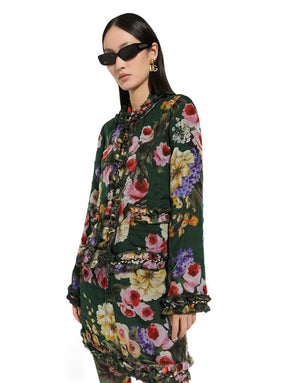 GARDEN-PRINT CHIFFON JACKET