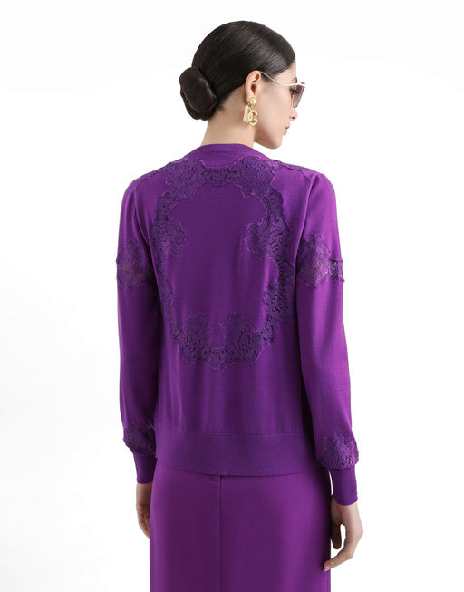 WOOL CARDIGAN WITH LACE