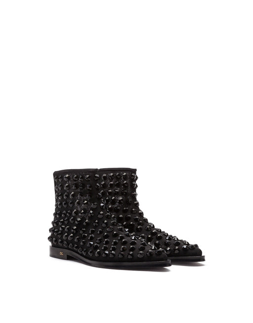 MESH CHELSEA BOOTS WITH RHINESTONE EMBELLISHMENT