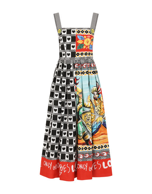 LONG PATCHWORK-PRINT POPLIN DRESS