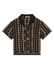 SHORT-SLEEVED SILK SHIRT WITH COIN PRINT