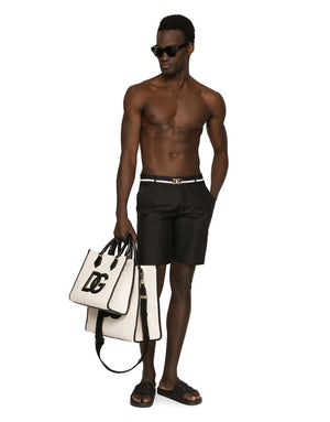 CANVAS SHOPPER WITH CALFSKIN NAPPA DETAILS