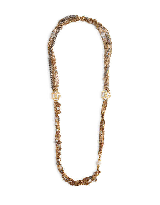 LONG MULTI-STRAND LINK NECKLACE WITH DG LOGO
