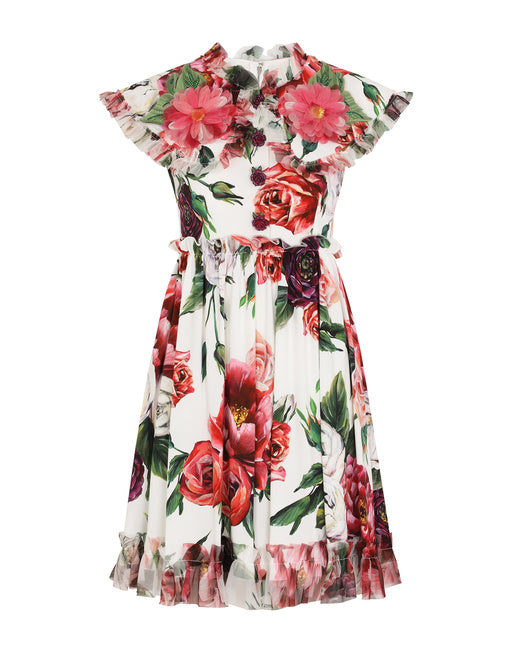 DOLCE & GABBANA PLEATED DRESS IN ELASTICATED SILK CADY FABRIC
