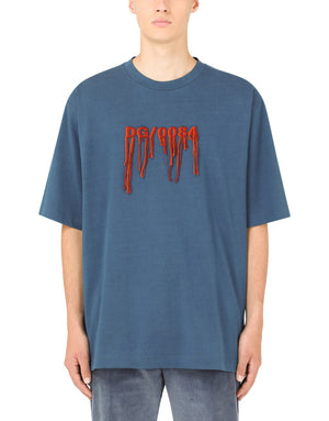 COTTON T-SHIRT WITH FRAYED DG EMBROIDERY