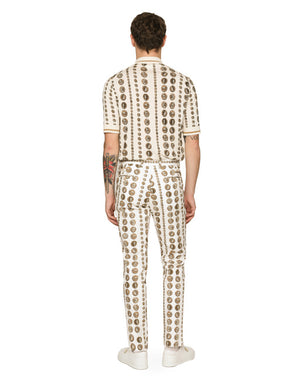 COIN PRINT SILK POLO SHIRT