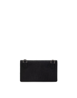 MATTE NAPPA LEATHER WALLET WITH STRAP AND CROSSOVER DG LOGO