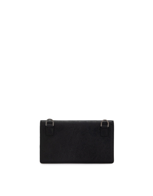 MATTE NAPPA LEATHER WALLET WITH STRAP AND CROSSOVER DG LOGO