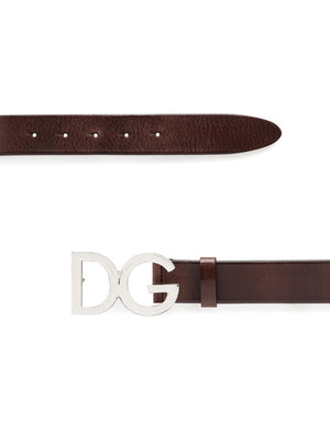 TUMBLED LEATHER BELT WITH DG LOGO