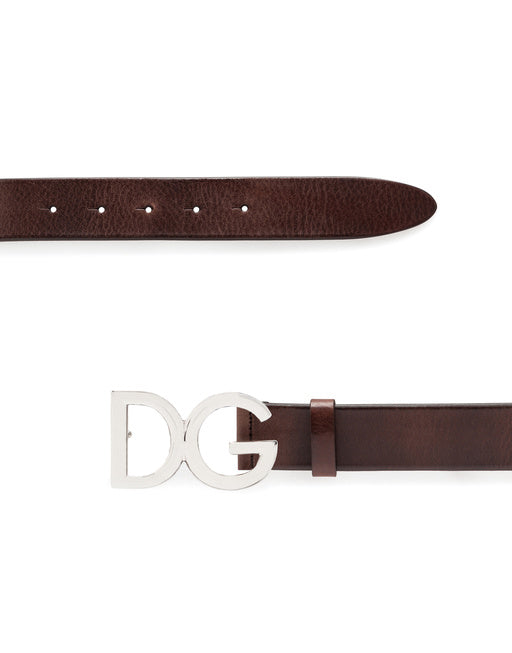 TUMBLED LEATHER BELT WITH DG LOGO