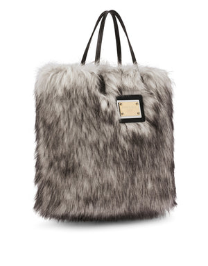 FAUX FUR SHOPPER WITH BRANDED TAG