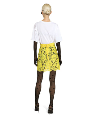 BRANDED FLORAL CORDONETTO LACE MINISKIRT