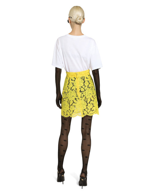 BRANDED FLORAL CORDONETTO LACE MINISKIRT