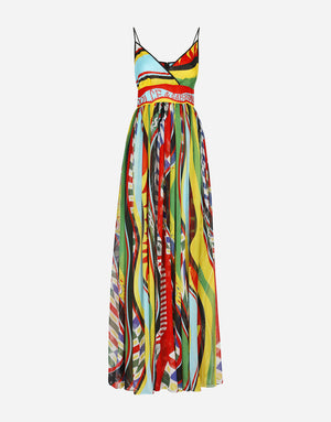 LONG CARRETTO-PRINT SLIP DRESS