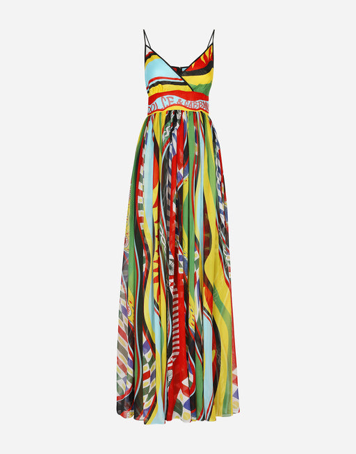 LONG CARRETTO-PRINT SLIP DRESS