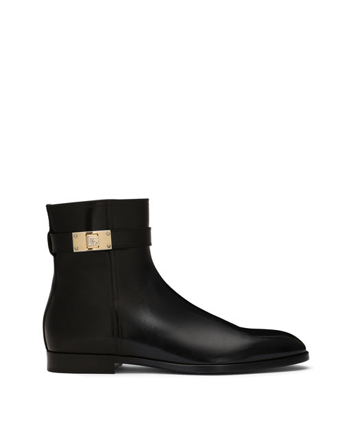 BRUSHED CALFSKIN ANKLE BOOTS