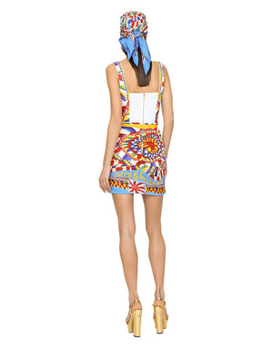 CARRETTO-PRINT CHARMEUSE BUSTIER TOP