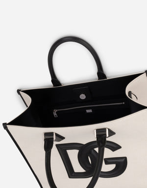 CANVAS SHOPPER WITH CALFSKIN NAPPA DETAILS