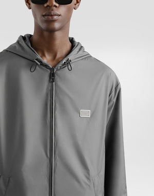 TECHNICAL FABRIC SPORTS JACKET WITH HOOD