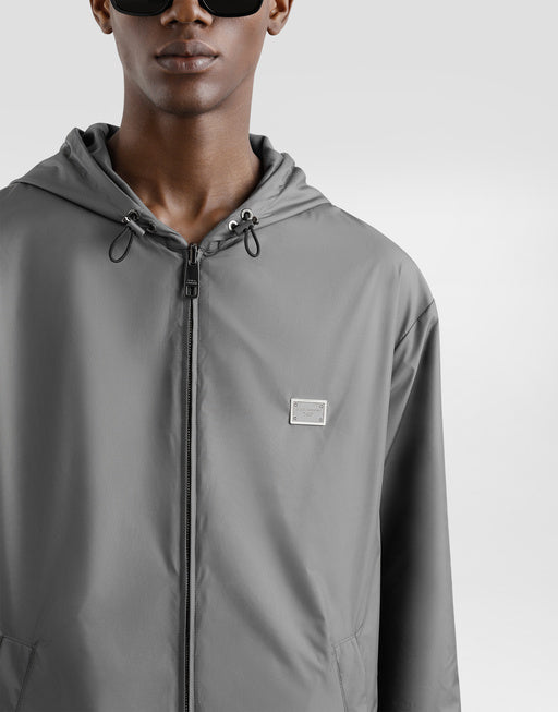 TECHNICAL FABRIC SPORTS JACKET WITH HOOD