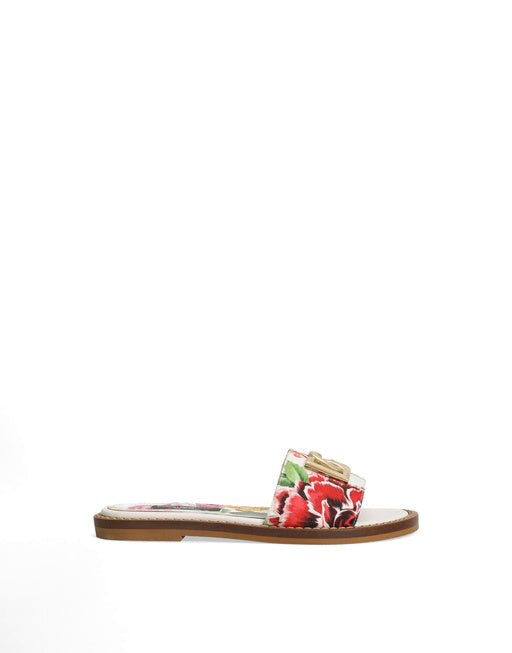 FLAT CANVAS SLIDERS WITH FLOWER AND DG LOGO PRINT