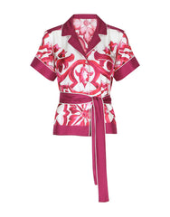 MAJOLICA-PRINT TWILL SHIRT WITH BELT
