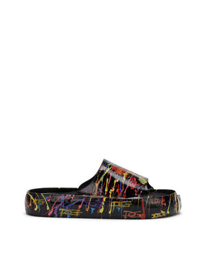 BEACHWEAR SLIDERS WITH COLOR SPLASH PRINT