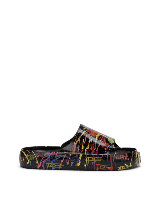 BEACHWEAR SLIDERS WITH COLOR SPLASH PRINT