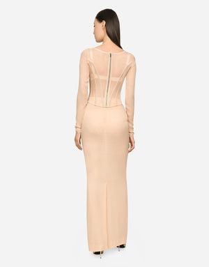 KIM DOLCE&GABBANA GEORGETTE TOP WITH CORSET DETAILING