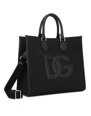 CANVAS SHOPPER WITH CALFSKIN NAPPA DETAILS