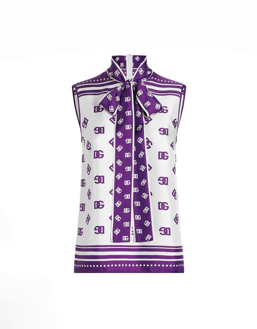 DG LOGO ALL-OVER SILK TWILL TOP