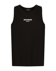 PRINTED COTTON JERSEY SINGLET WITH DGVIB3 PATCH