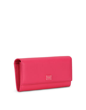 CALFSKIN CONTINENTAL WALLET WITH BRANDED PLATE