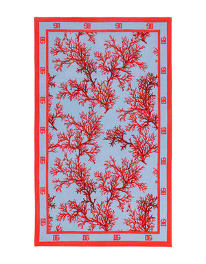 CORAL-PRINT COTTON BEACH TOWEL