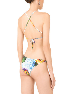 HYDRANGEA-PRINT BIKINI WITH HALTERNECK BIKINI TOP