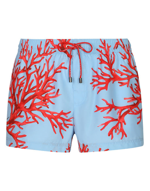 SHORT SWIM TRUNKS WITH CORAL PRINT