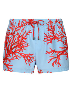 SHORT SWIM TRUNKS WITH CORAL PRINT