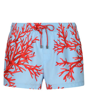 SHORT SWIM TRUNKS WITH CORAL PRINT