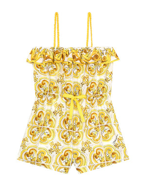 BATISTE PLAYSUIT WITH YELLOW MAJOLICA PRINT