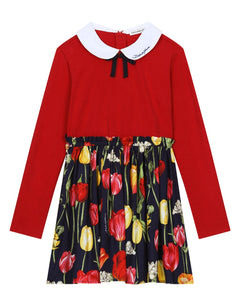 VIYELLA AND INTERLOCK DRESS WITH TULIP PRINT