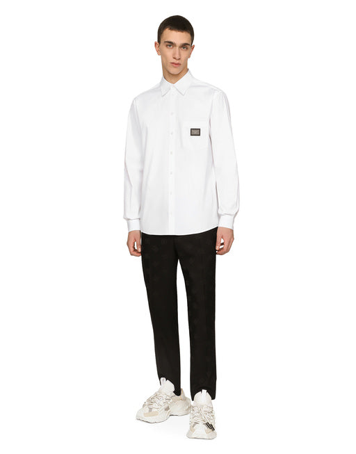 COTTON MARTINI-FIT SHIRT WITH BRANDED TAG